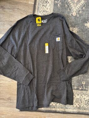 Carhartt | Dark Charcoal Heather Long Sleeve Pocket Tee | Size XL